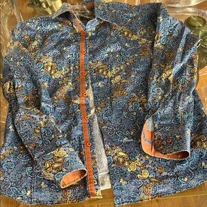 Men's Paisley Dress Shirt - Blue and Orange